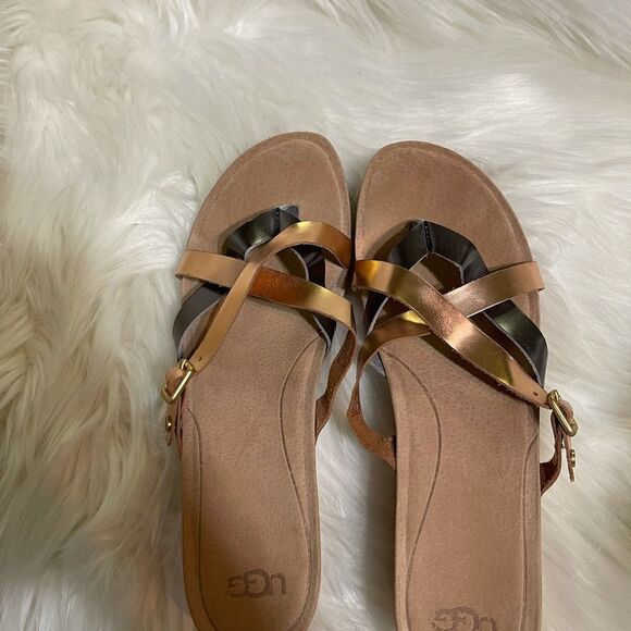 UGG gold wedge cork sandals, size 10‎ - Picture 10 of 13